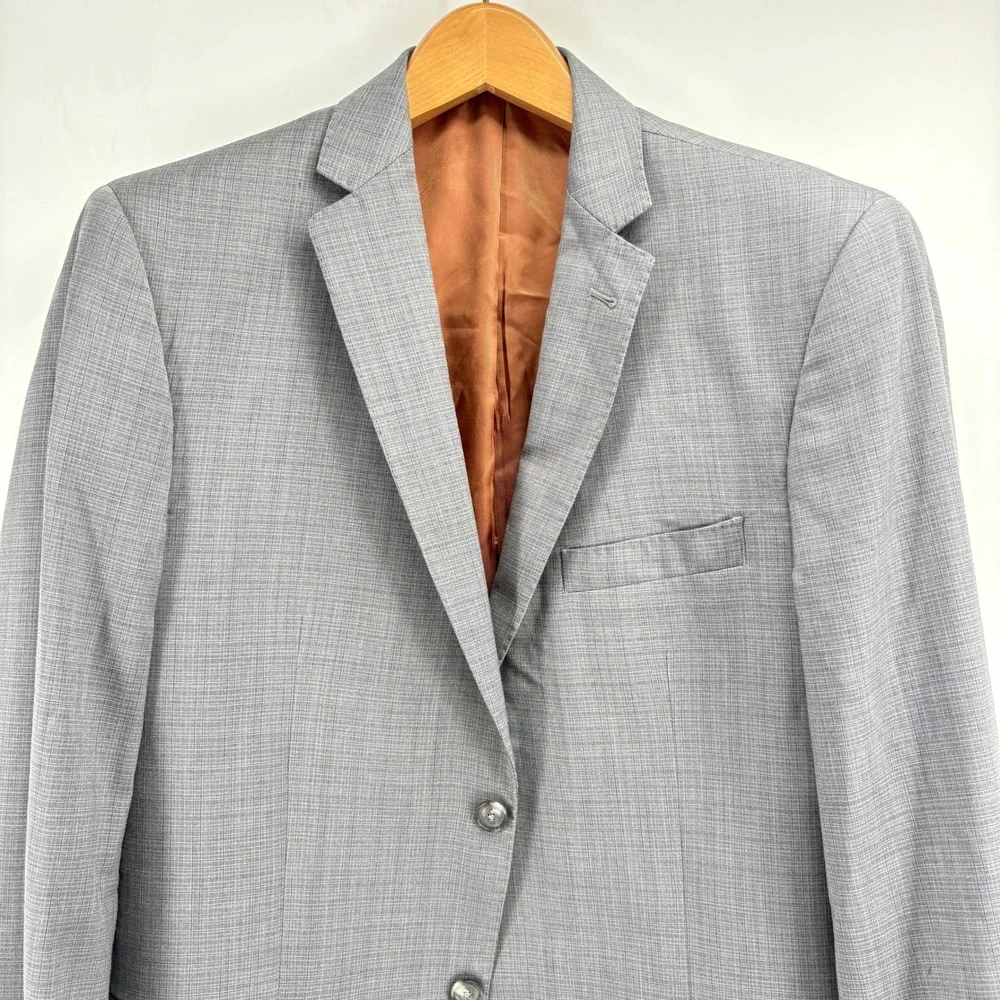 Jos‎ A Bank Joseph Slim Fit 41R Suit Jacket 100 Wool Light Grey Grid Minimalist